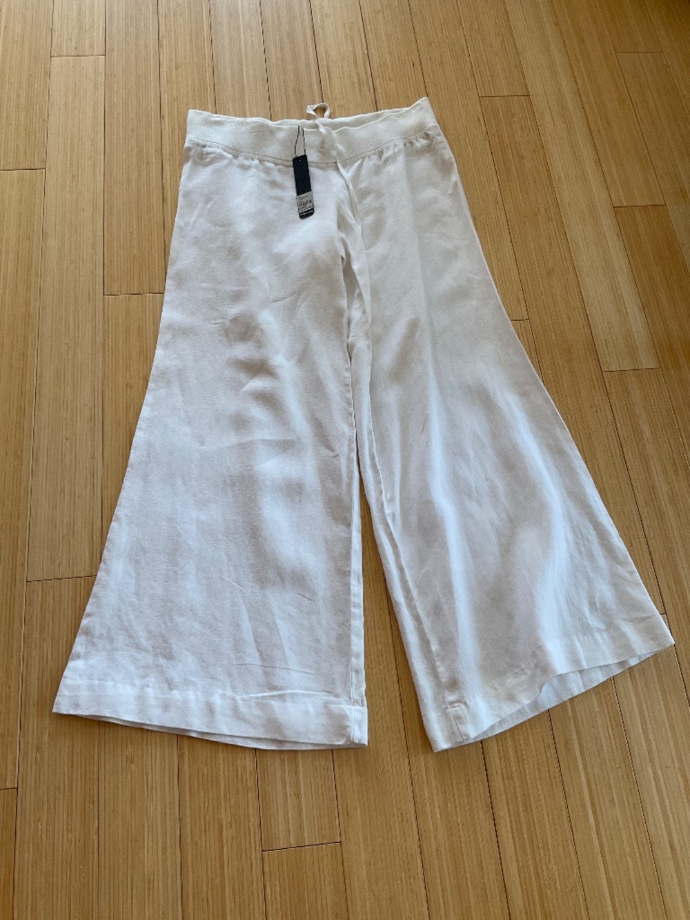 Krisa white linen palazzo pants